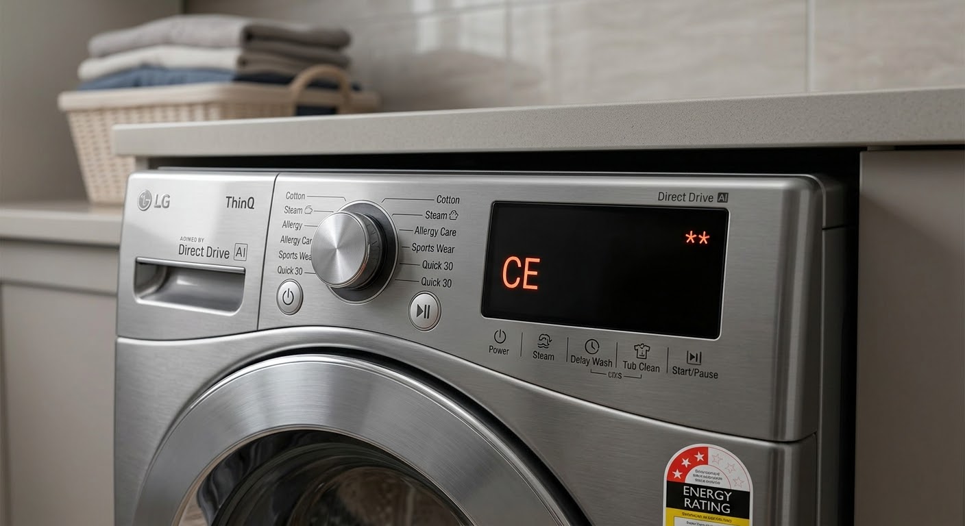 علت خطای CE لباسشویی ال جی